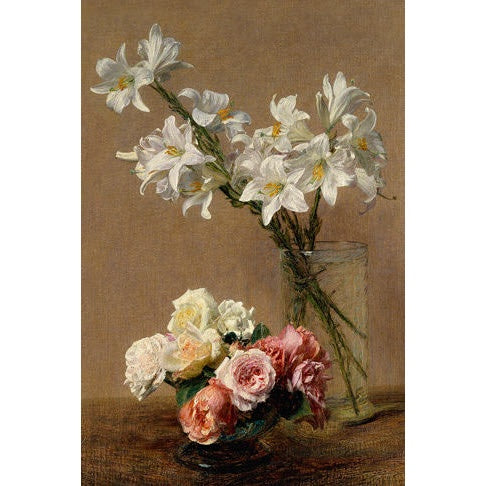 Lilies in Glass Vase Painting