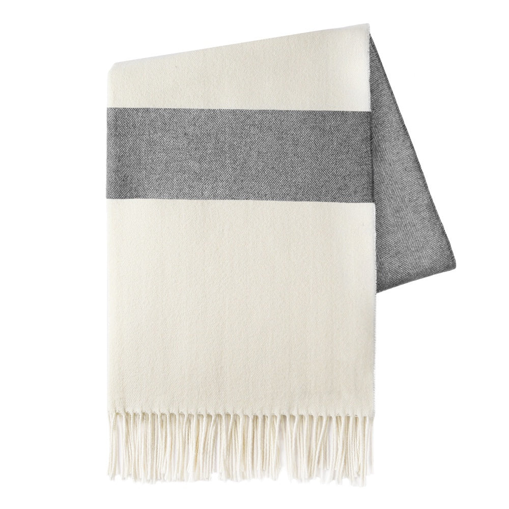 Sydney Herringbone Charcoal Stripe Throw