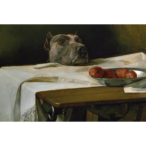 Dog at the Dinner Table Art Print