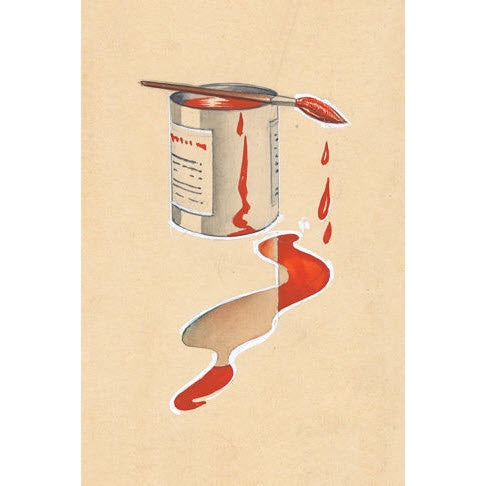 Paint Can and Brush with Dripping Paint