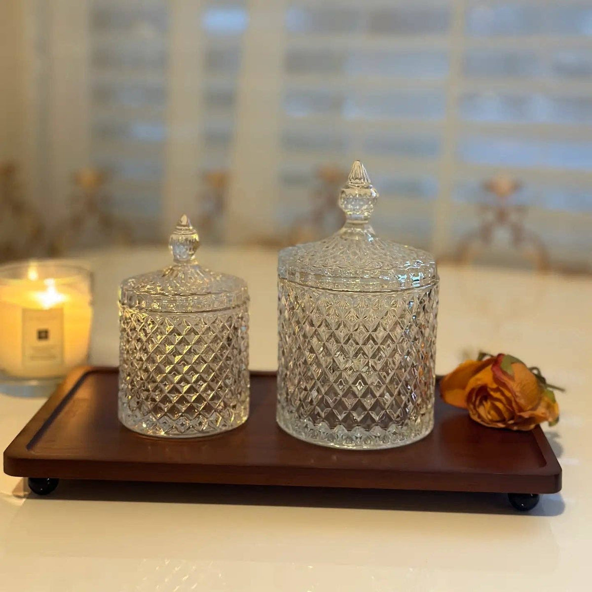 Diamond-Cut Glass Jar
