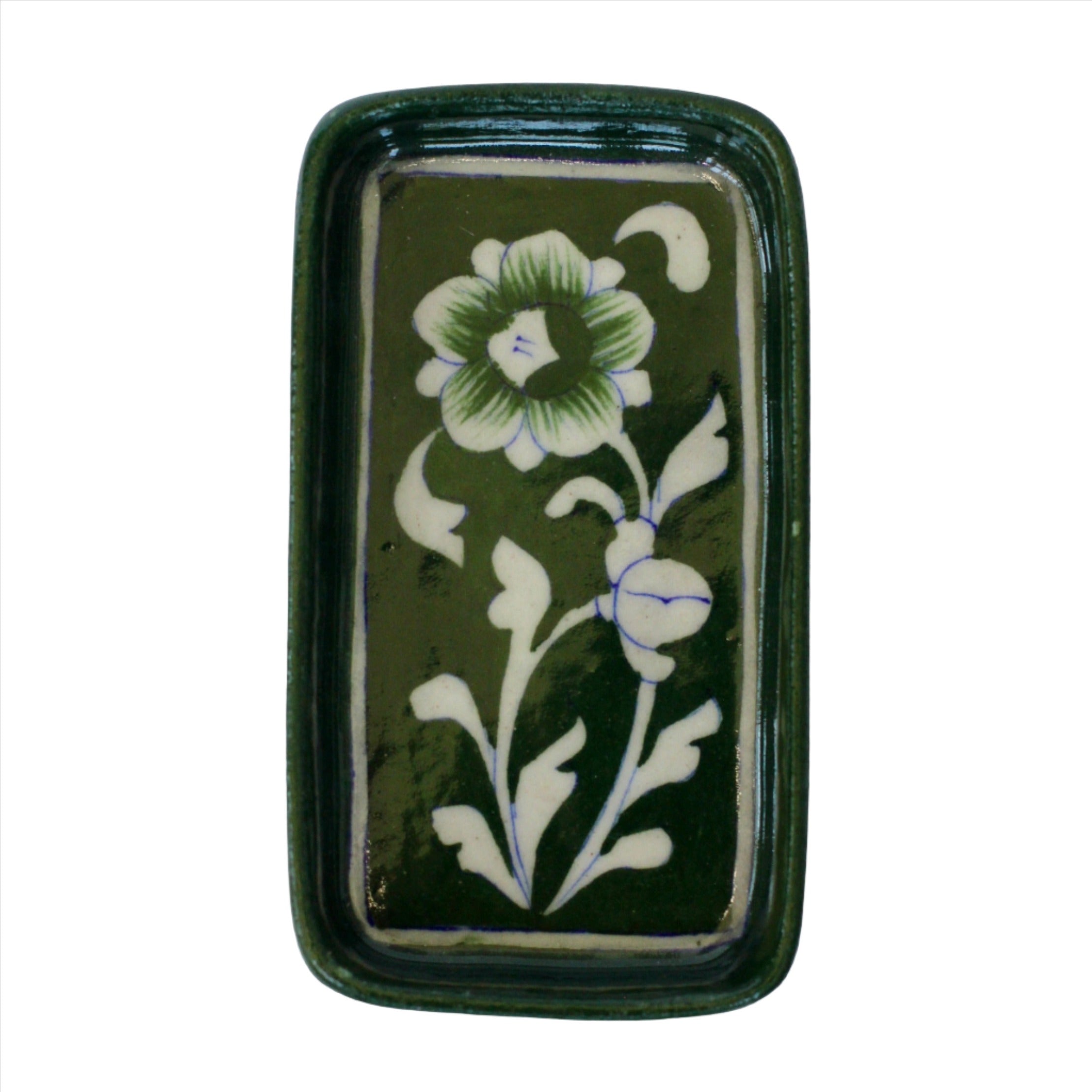 Garden Green Pottery Soap Dish