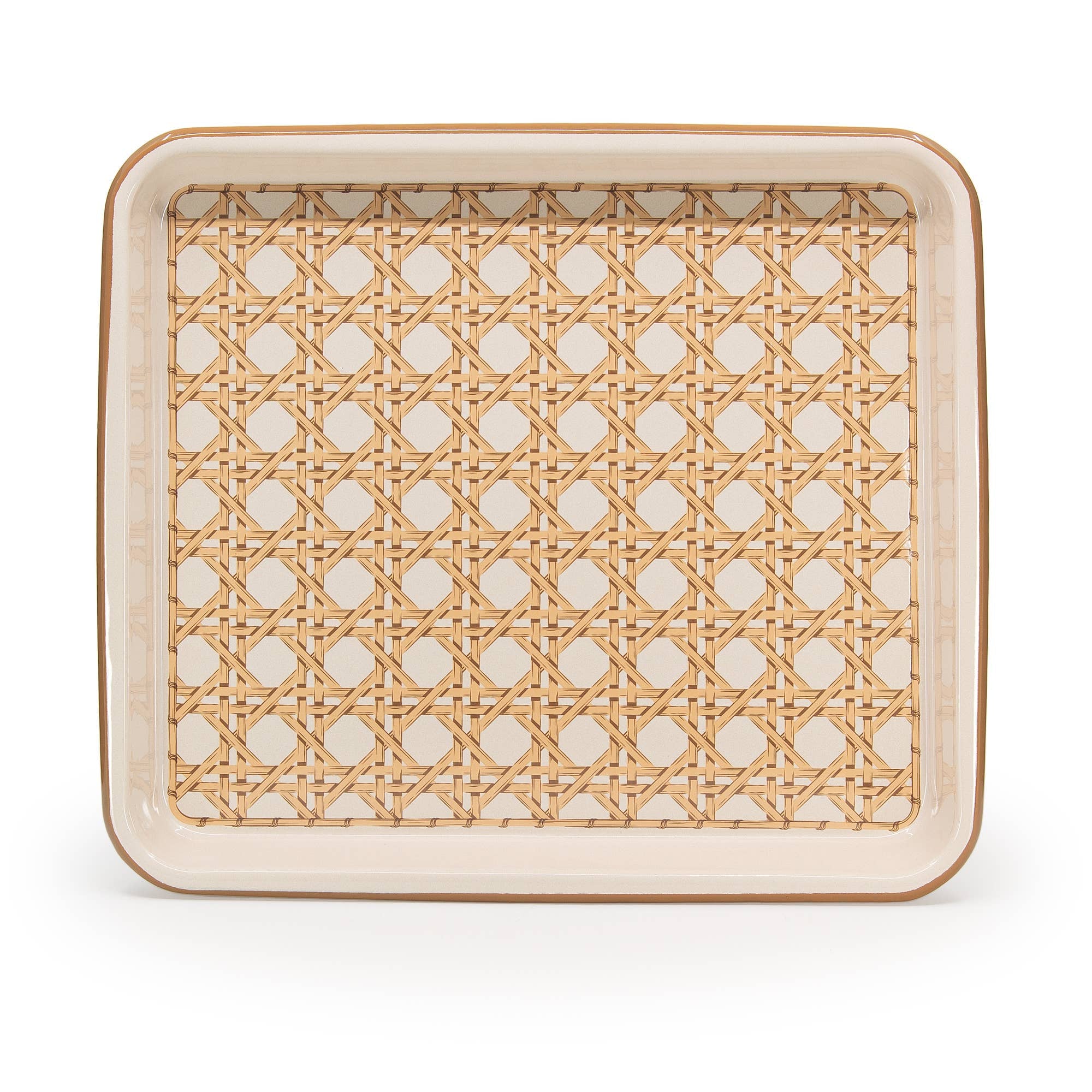 Domino Wicker Enamelware Rectangle Tray