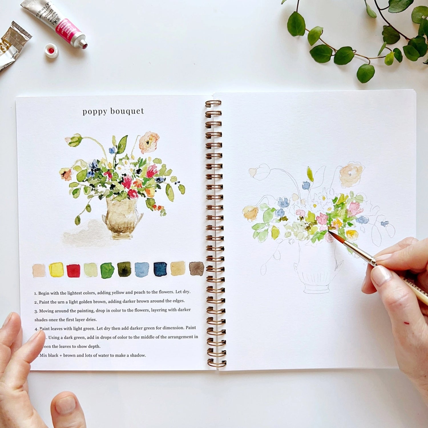 Bouquets Watercolor Workbook