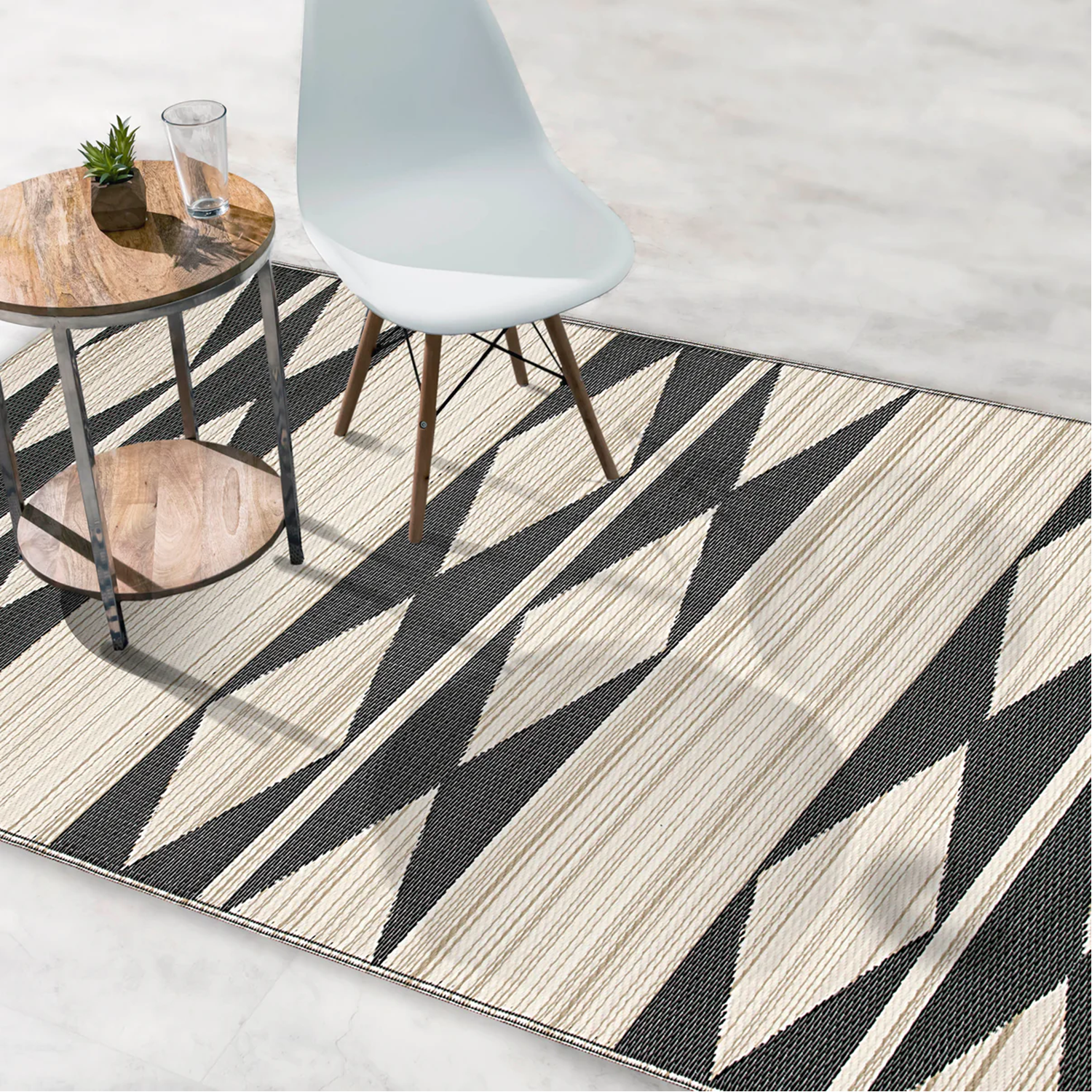 Cairo Natural & Black Outdoor Rug