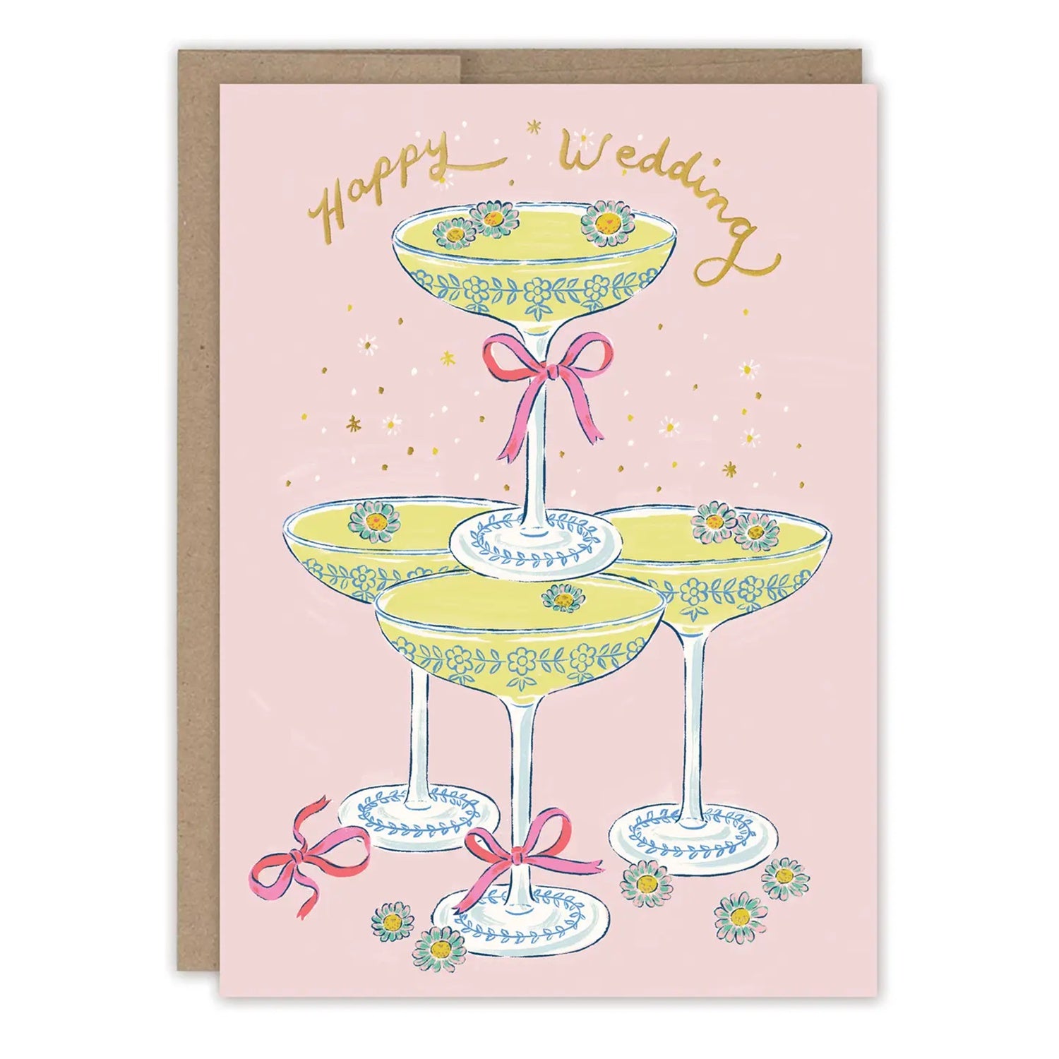 Champagne Tower Happy Wedding Card