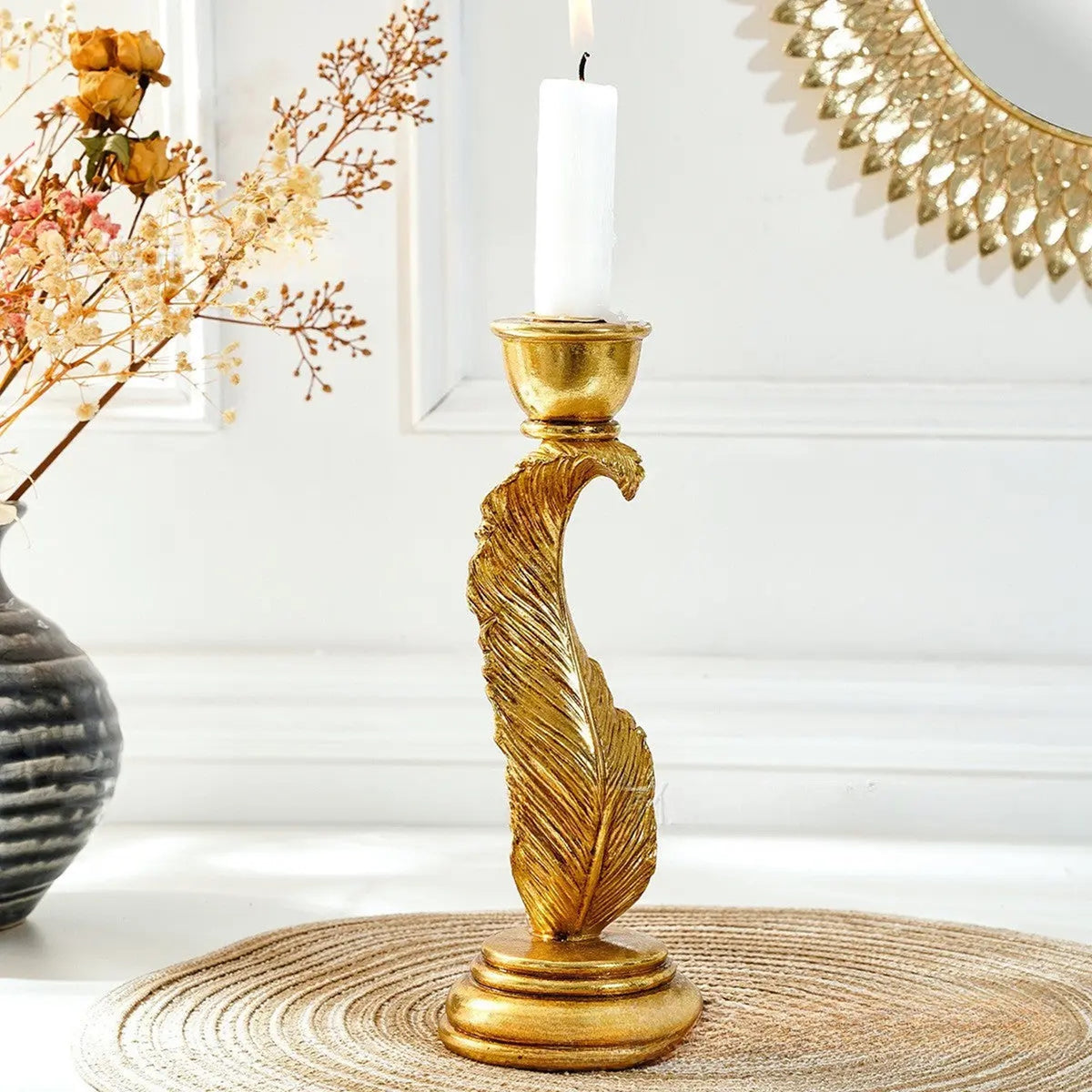 Decorative Feather Candle Holder