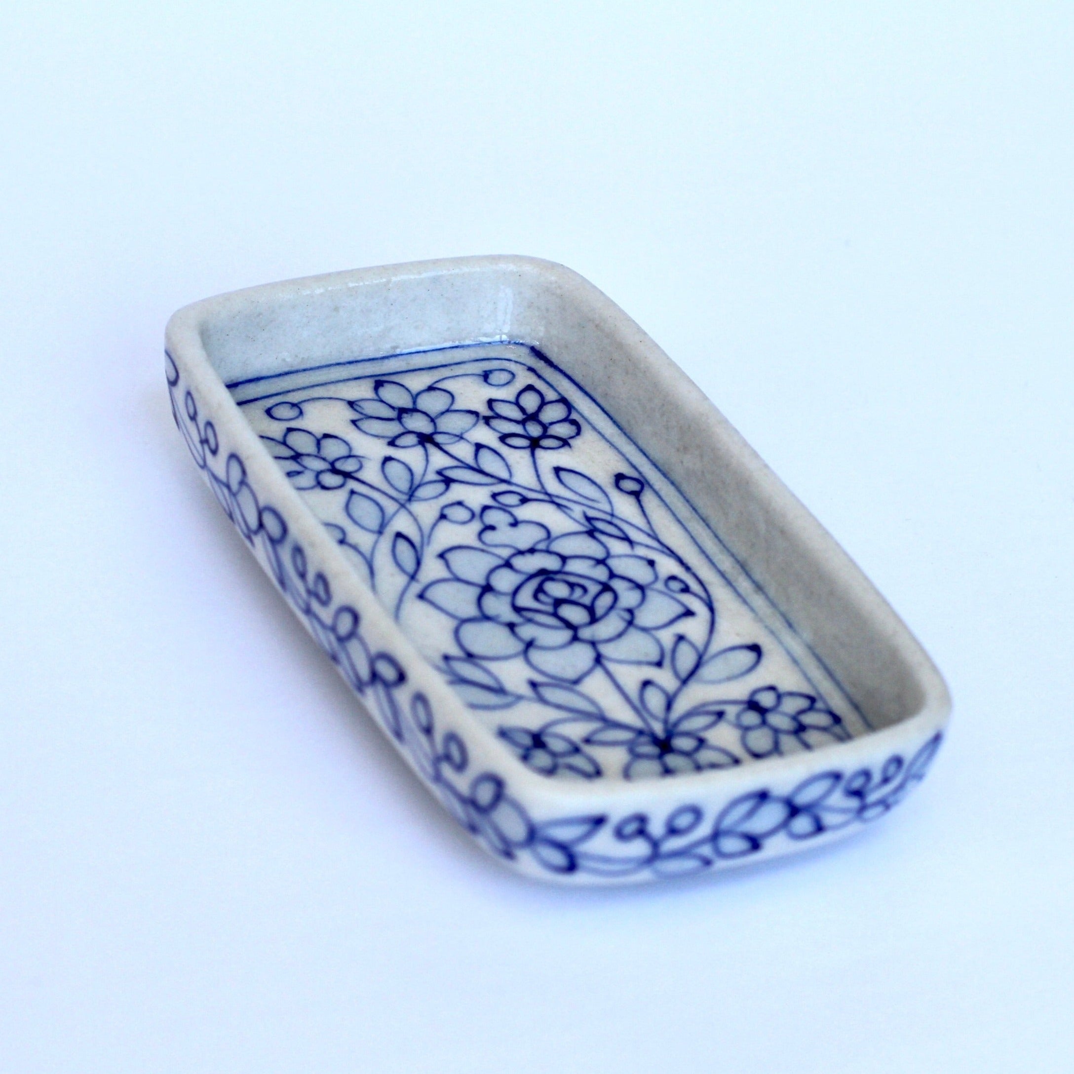 Floral Blue Soap Dish