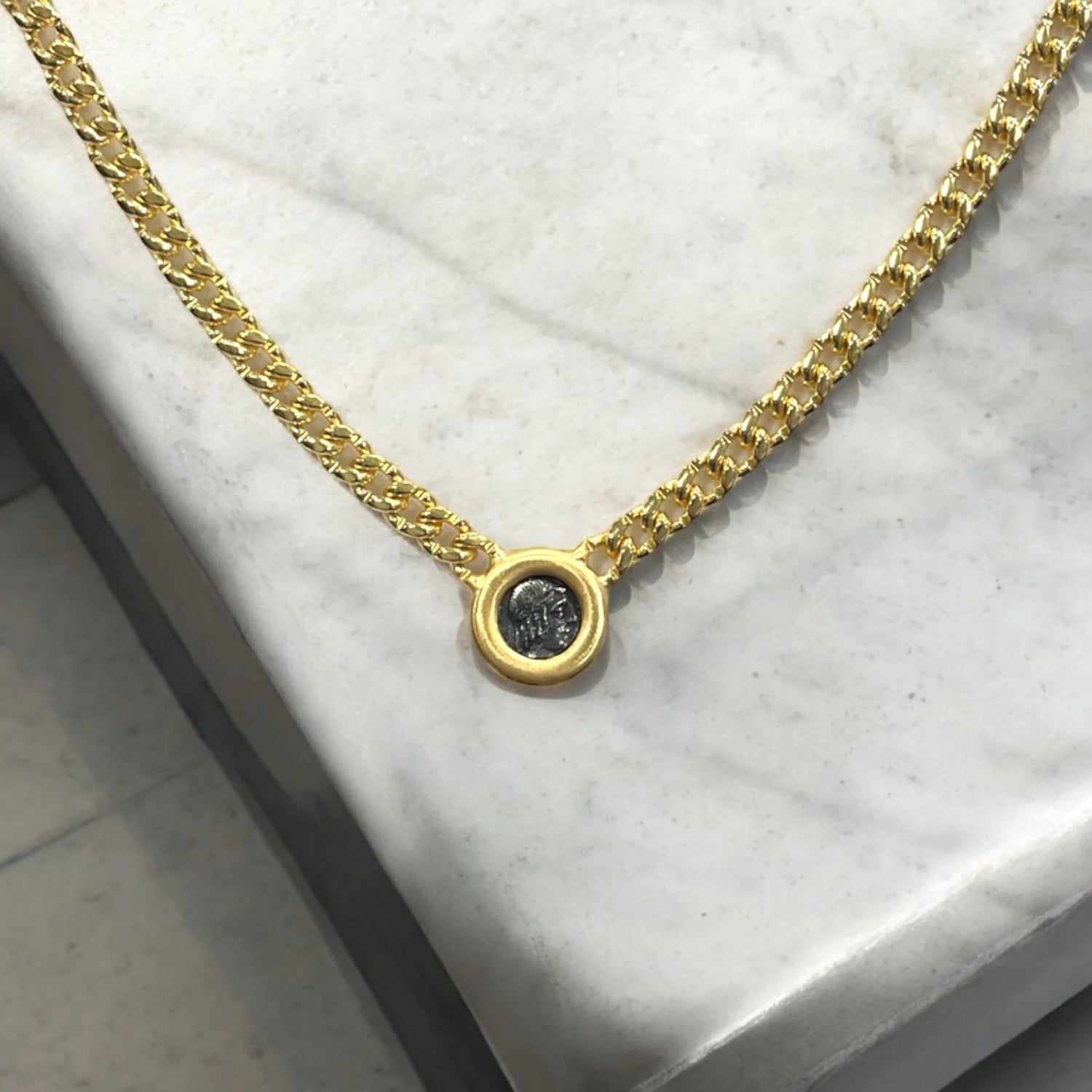 Gold Olena Coin Necklace