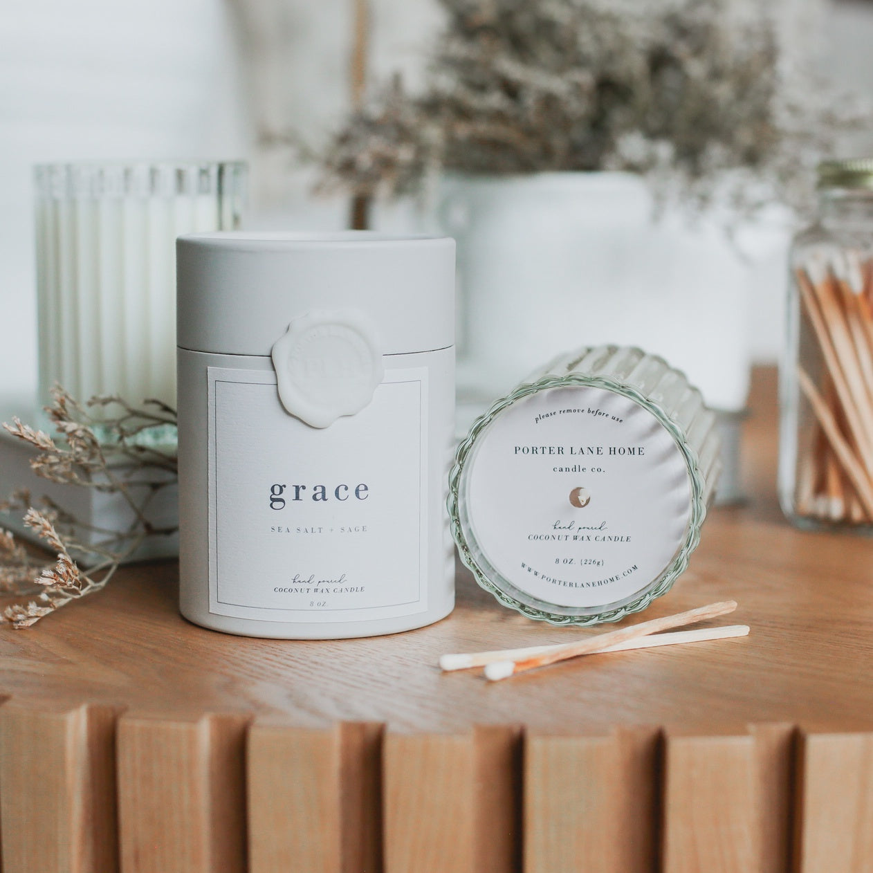 Grace - Sea Salt + Sage Fluted Candle