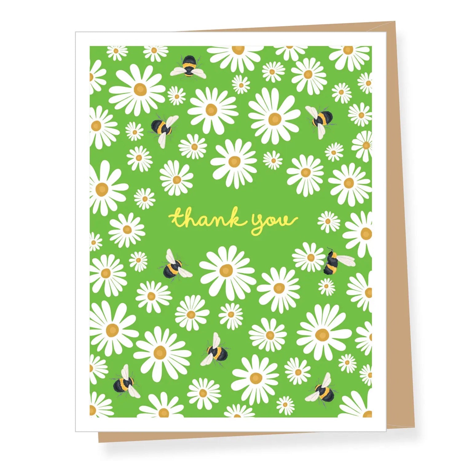 Green Daisies & Bumble Bees Thank You Card