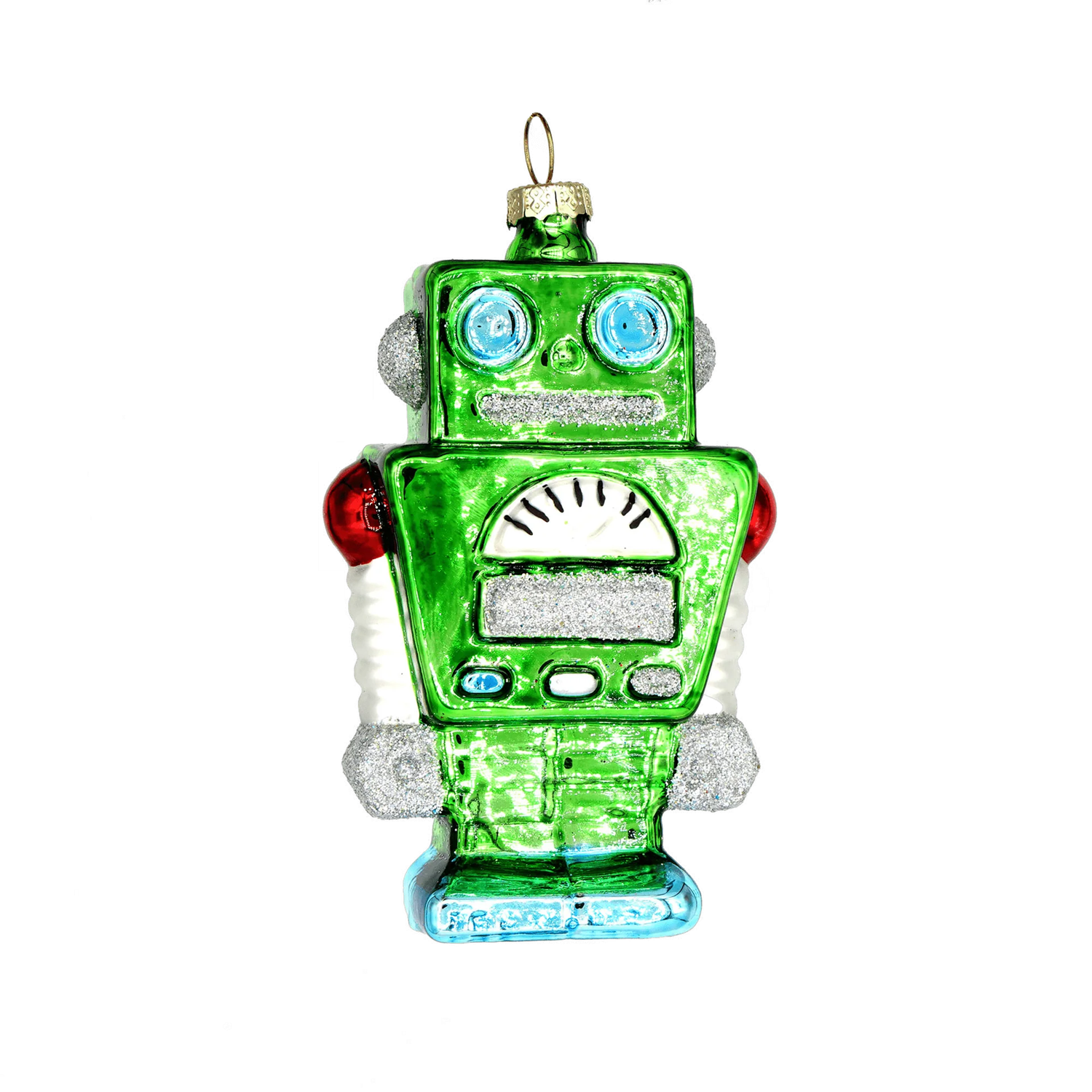 Green Robot Glass Ornament