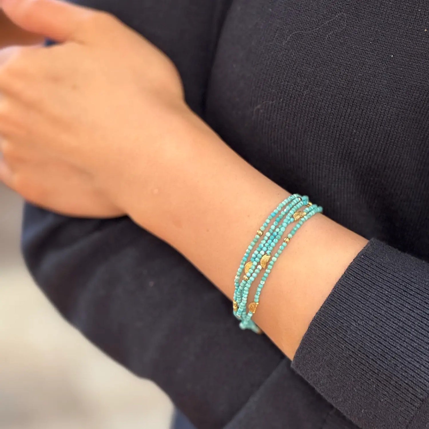 Half Moon Multi Strand Turquoise Bracelet