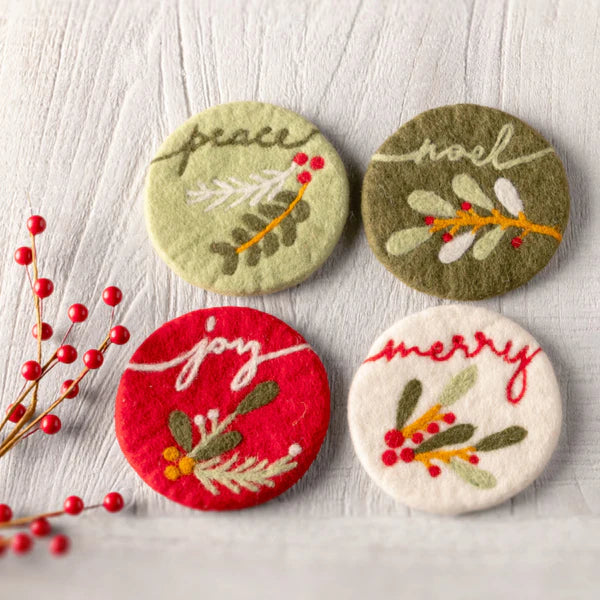 Nouveau Christmas Felt Coaster Set