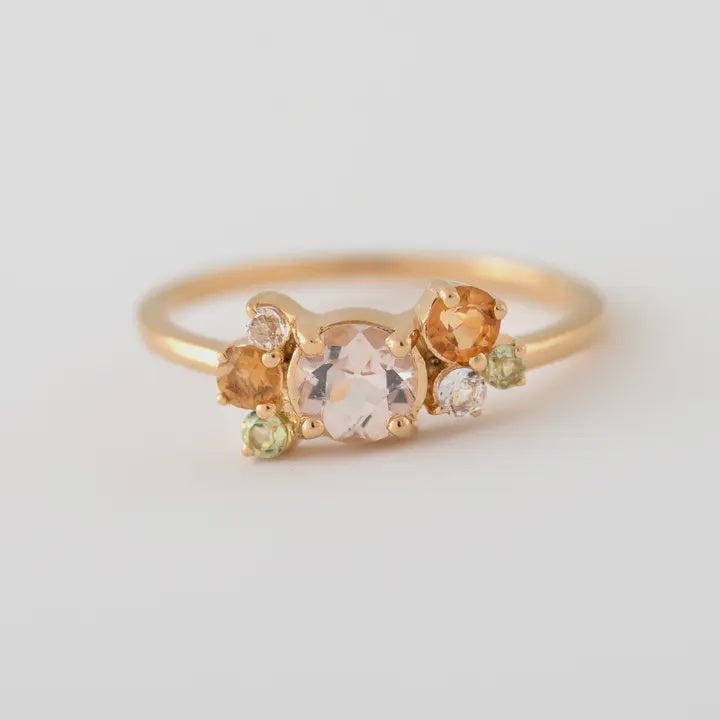 Lia Morganite Cluster Band