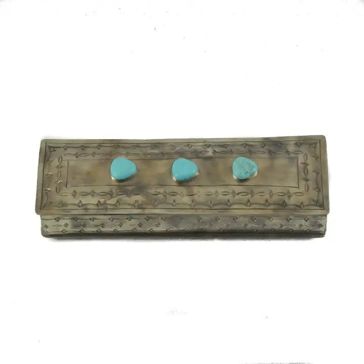 Long Stamped Box with Turquoise