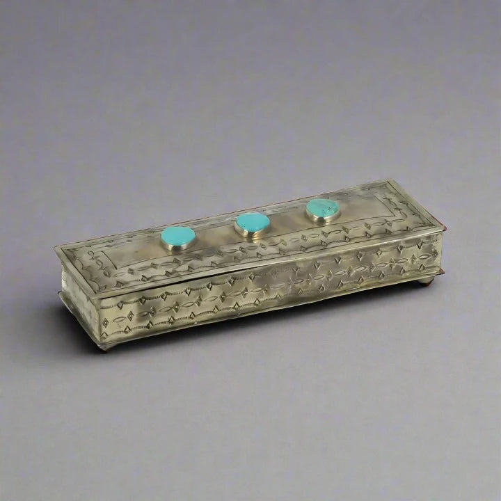 Long Stamped Box with Turquoise