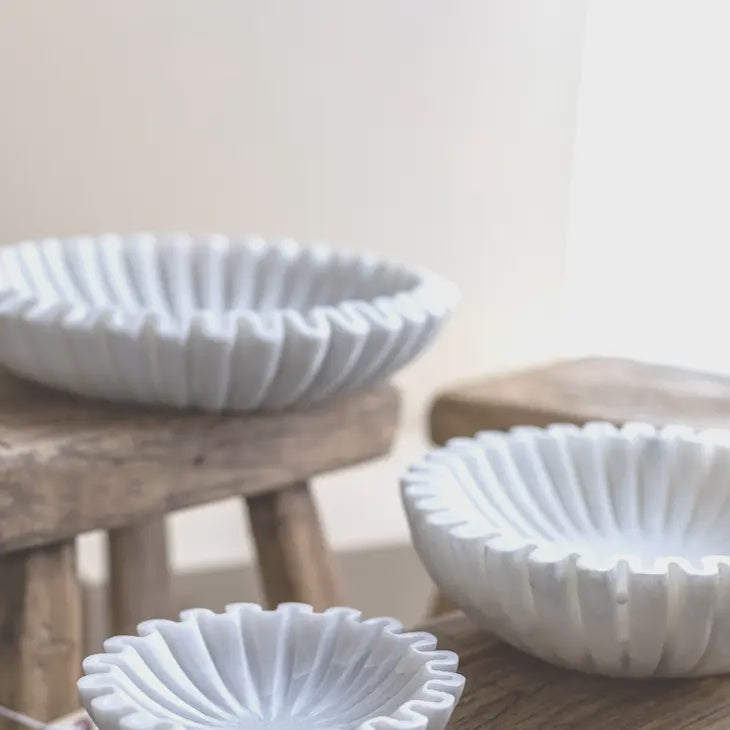 Marble Fluted Scalloped Bowl