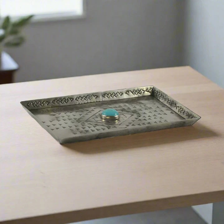 Medium Stamped Tray w/ Turquoise