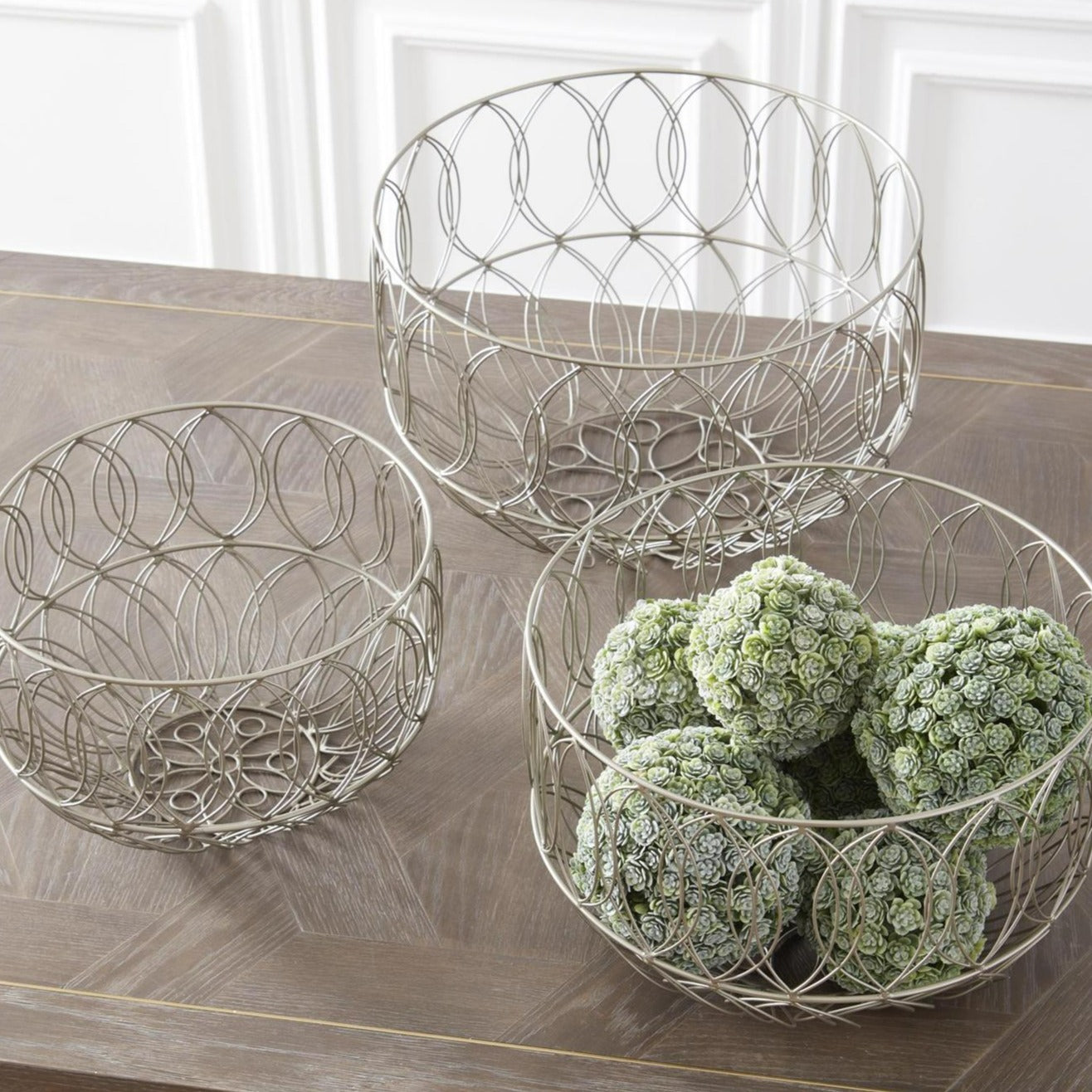 Metal Art Deco Wire Baskets