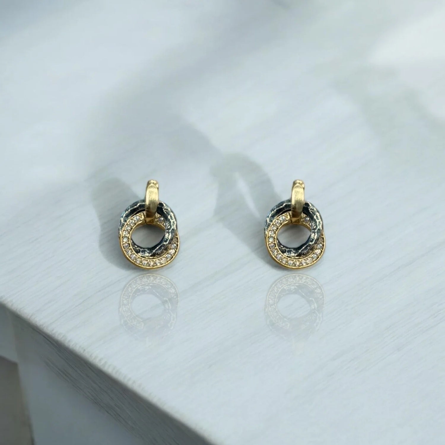 Mixed Metal Mini Trinity Earrings