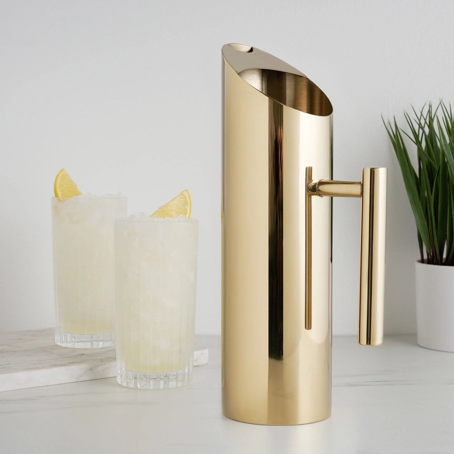Modern Gold-Plated Drink Pitcher