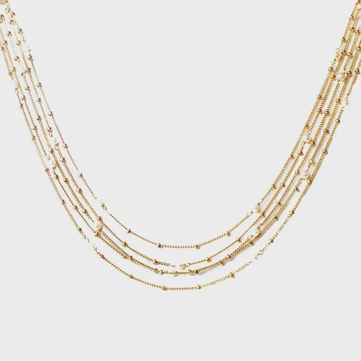 Multi Strand Necklace with Pearls