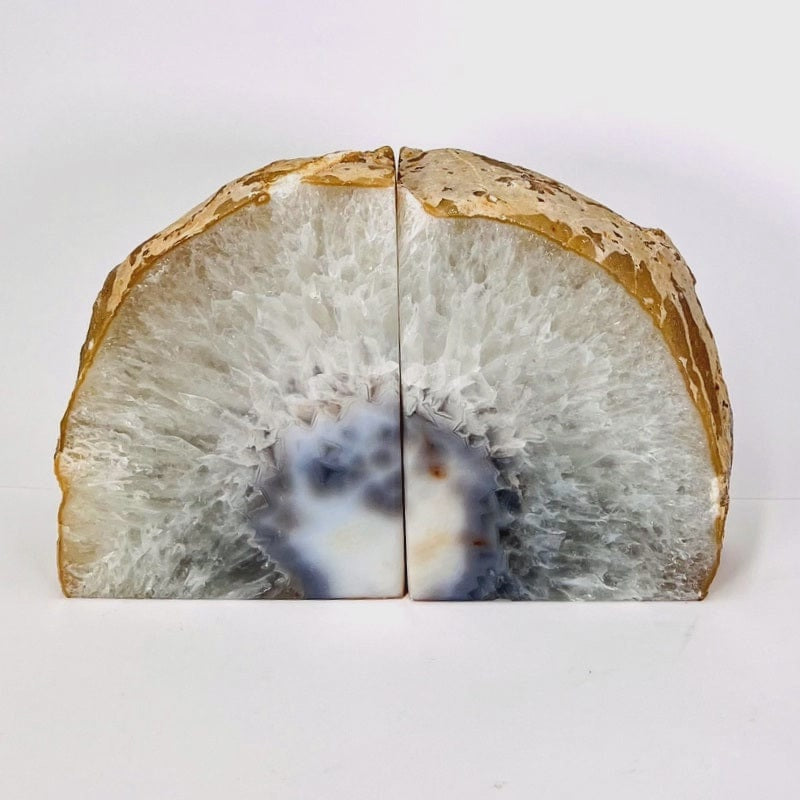 Natural Agate Geode Bookend Pair