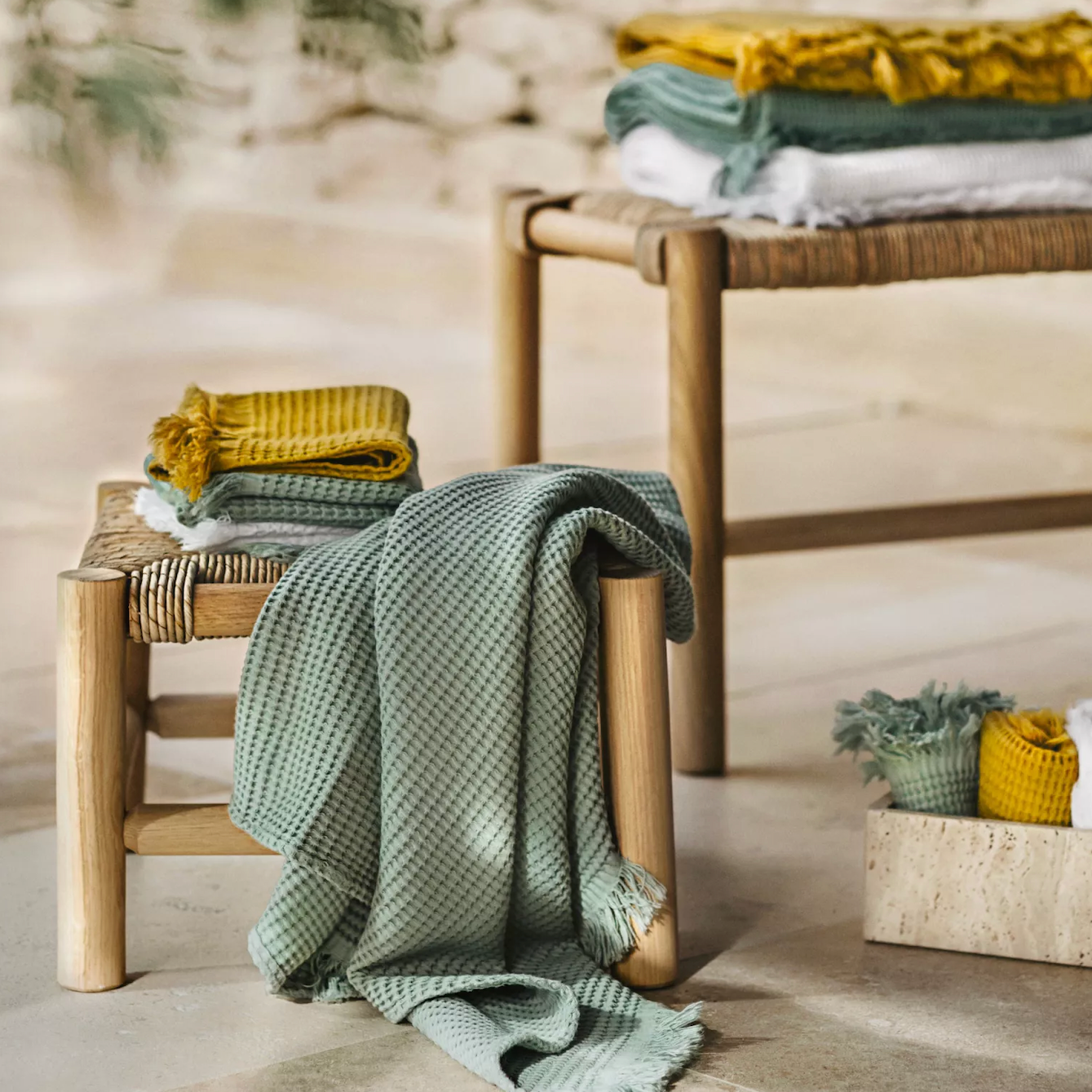 Timor Celadon Waffle Towel