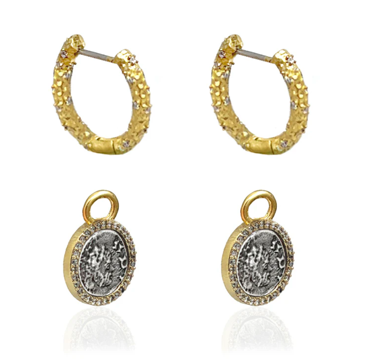 Gold Crystal Huggies Earrings