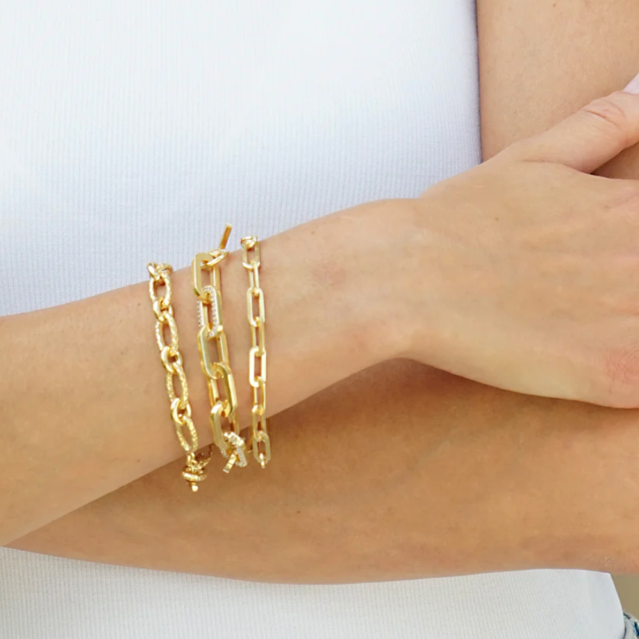 Gold Pave Rico Chain Bracelet