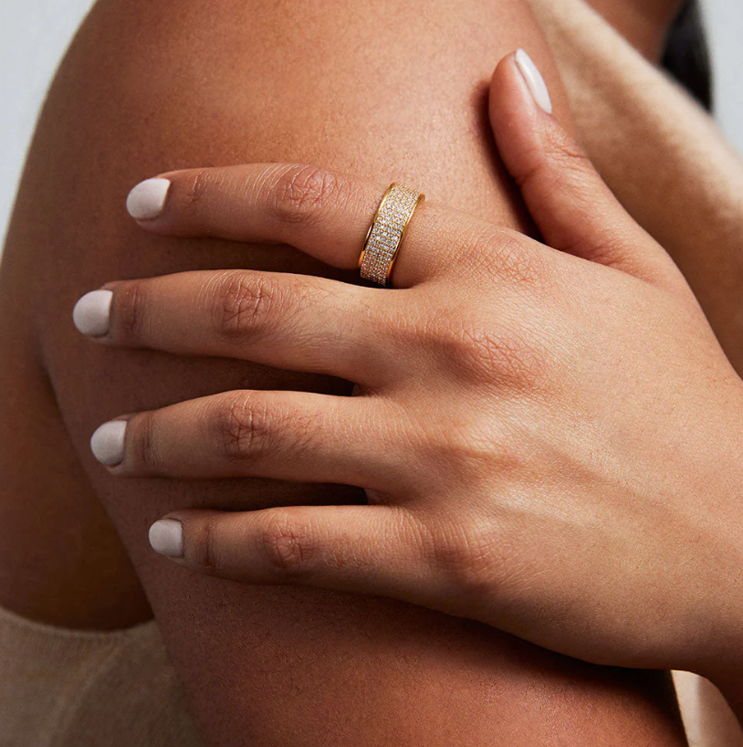 Petit Pave Stacking Ring - White Topaz