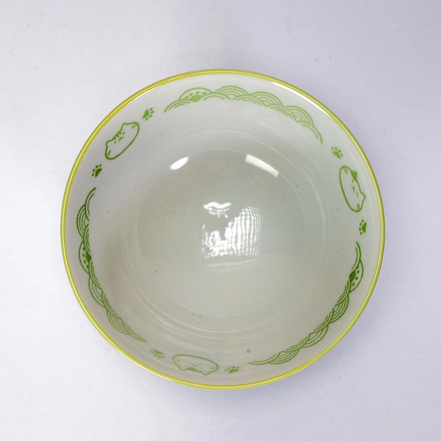 Seikaiha Neko Rice Bowl Green