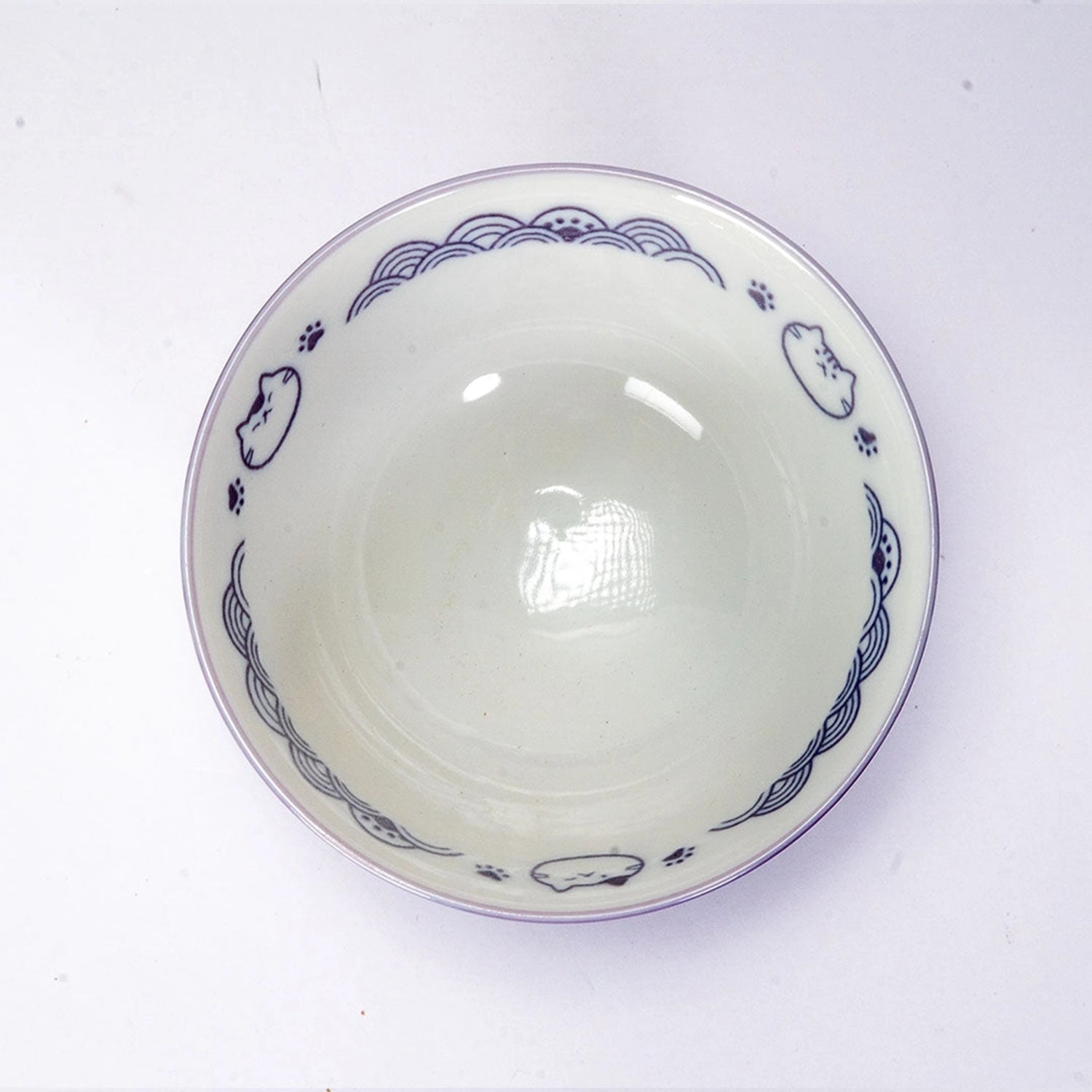 Seikaiha Neko Rice Bowl Purple