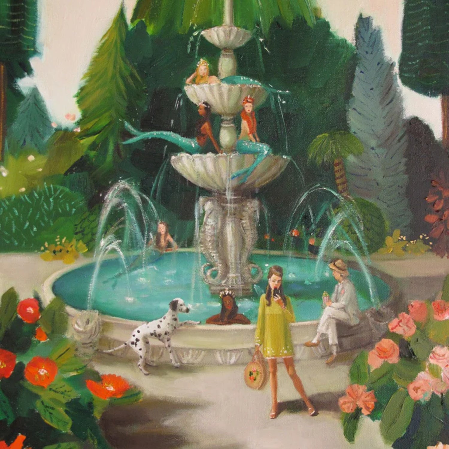 Selfie at the Public Fountain Art Print