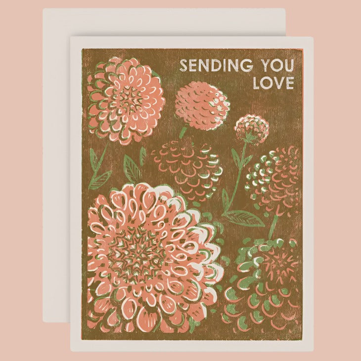 Sending Love (Dahlias) Friendship Card