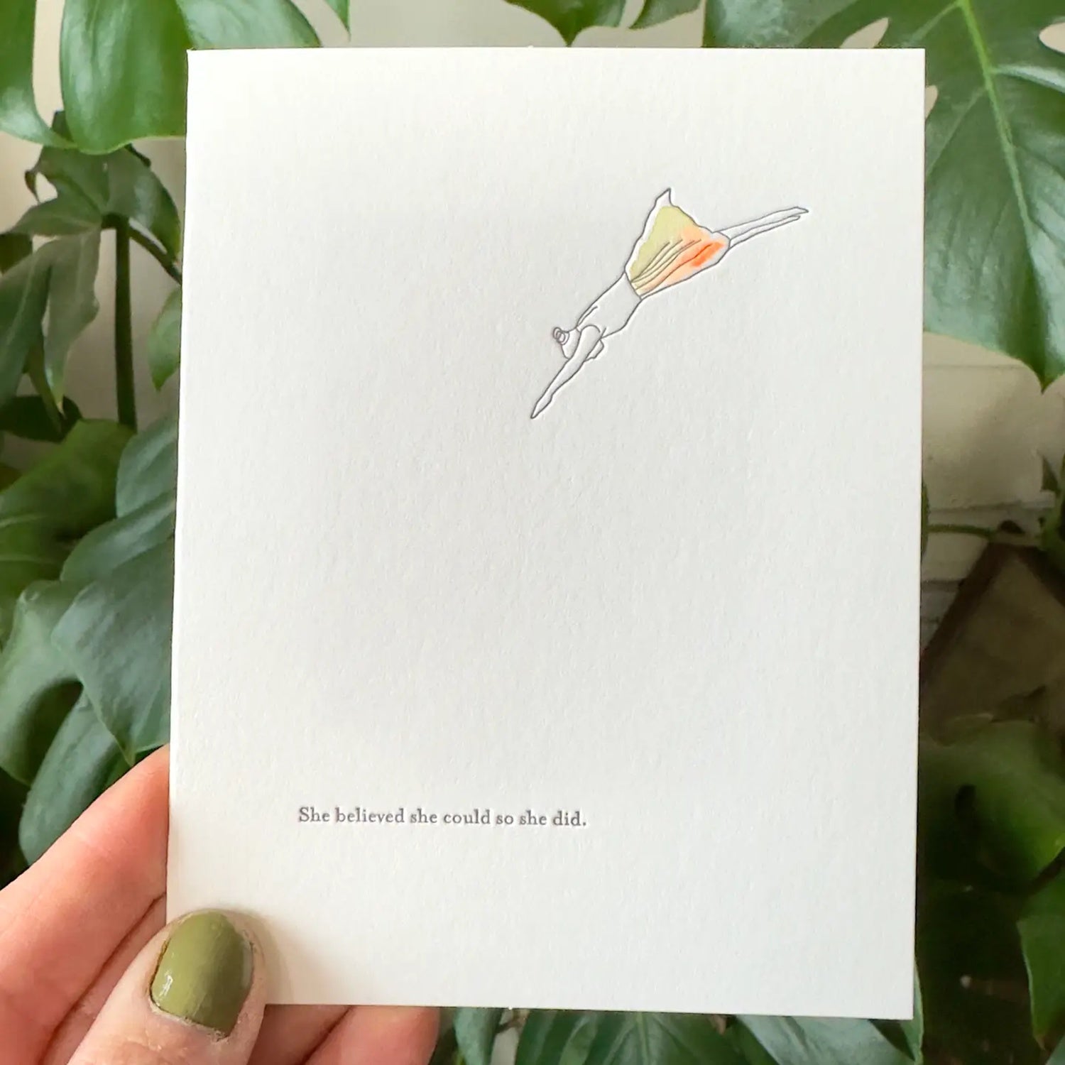 She Believed She Could Letterpress Card