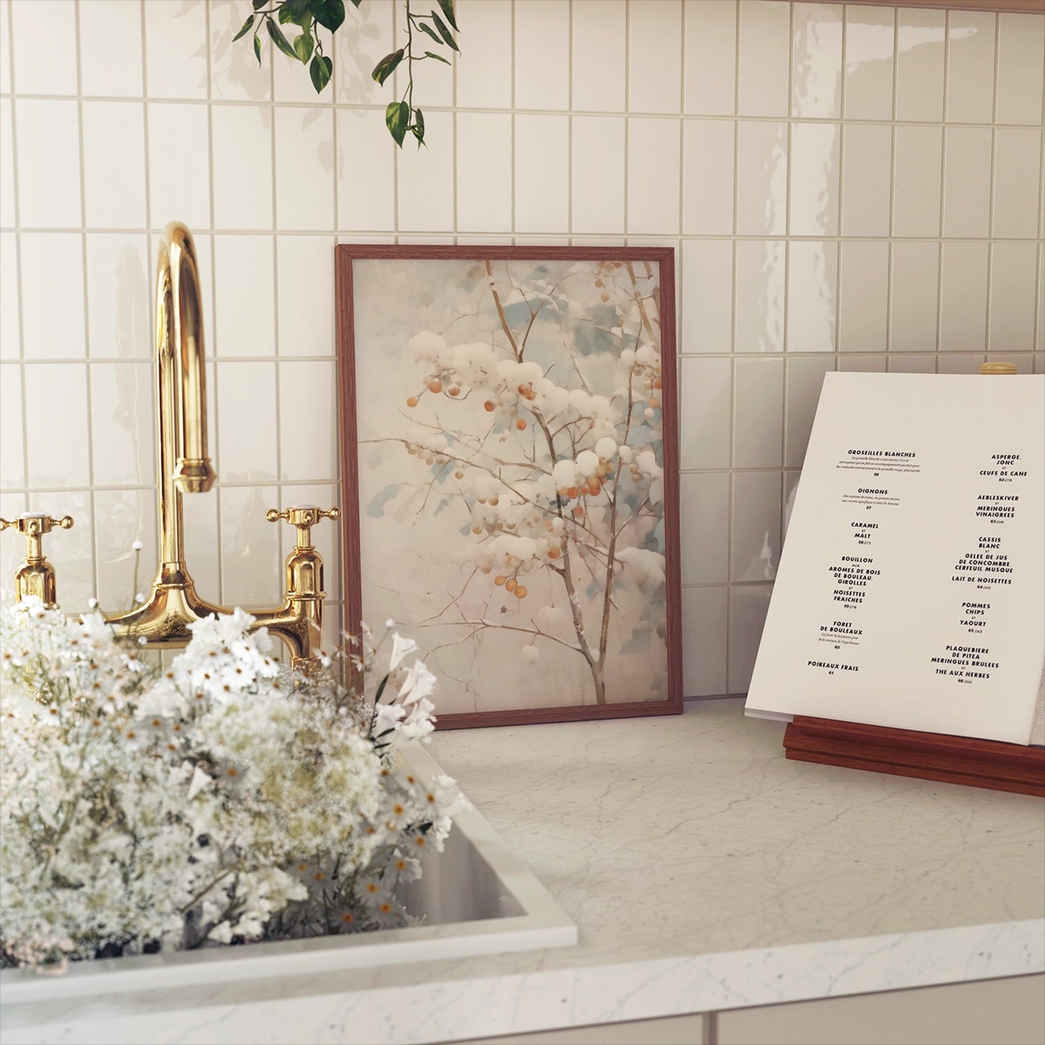 Snow Berry Art Print - 8" x 10"