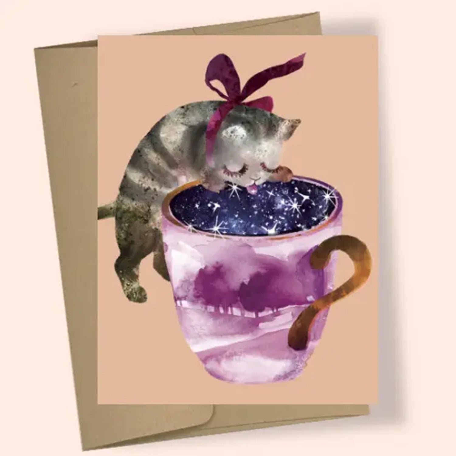 Starry Cup Cat Card