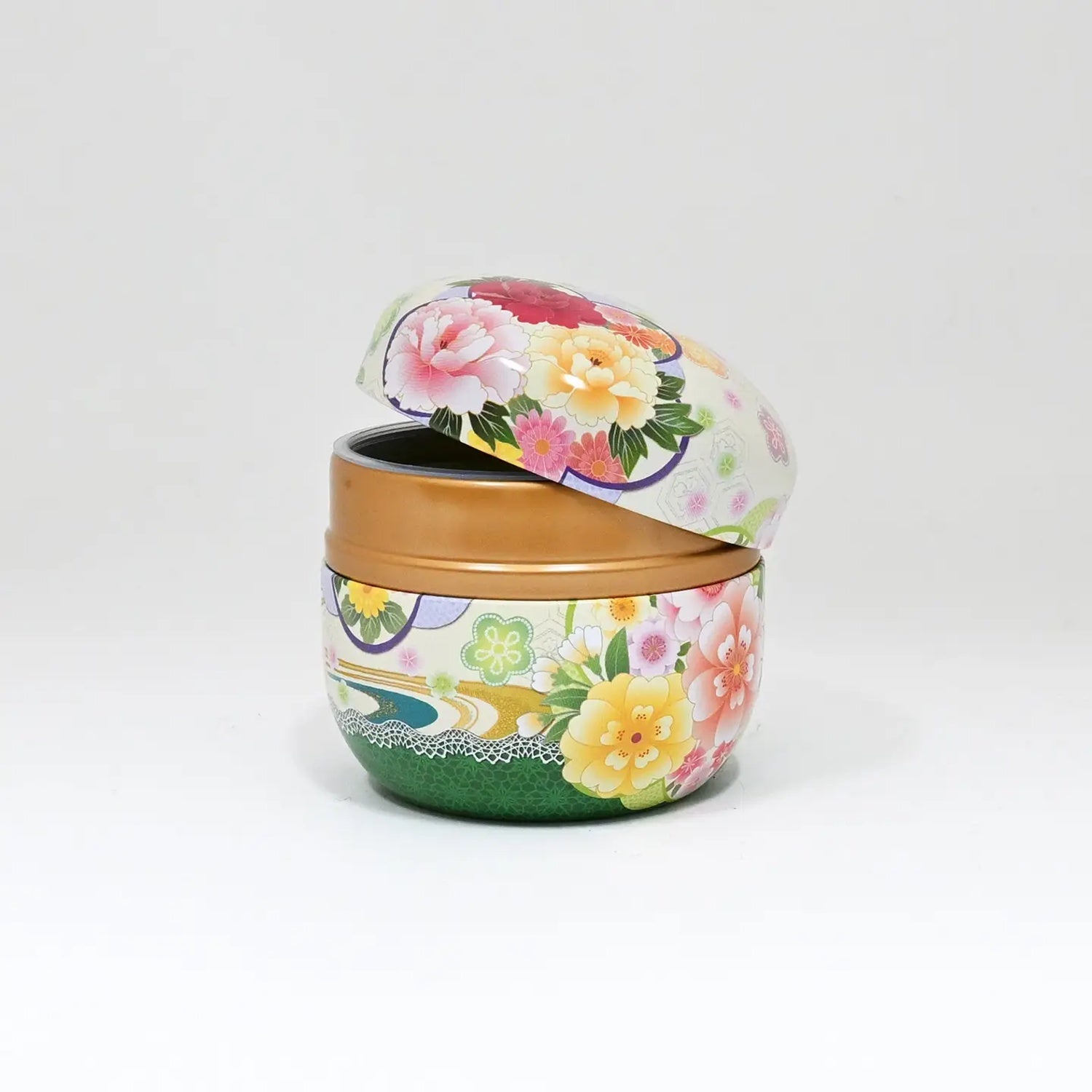 Tea Leaves Container Floral Green