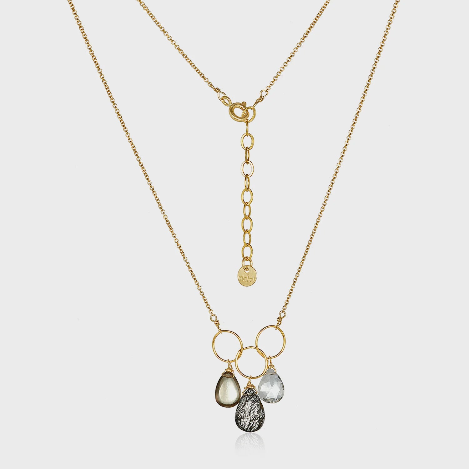 Trio Tear Drop Gem Necklace
