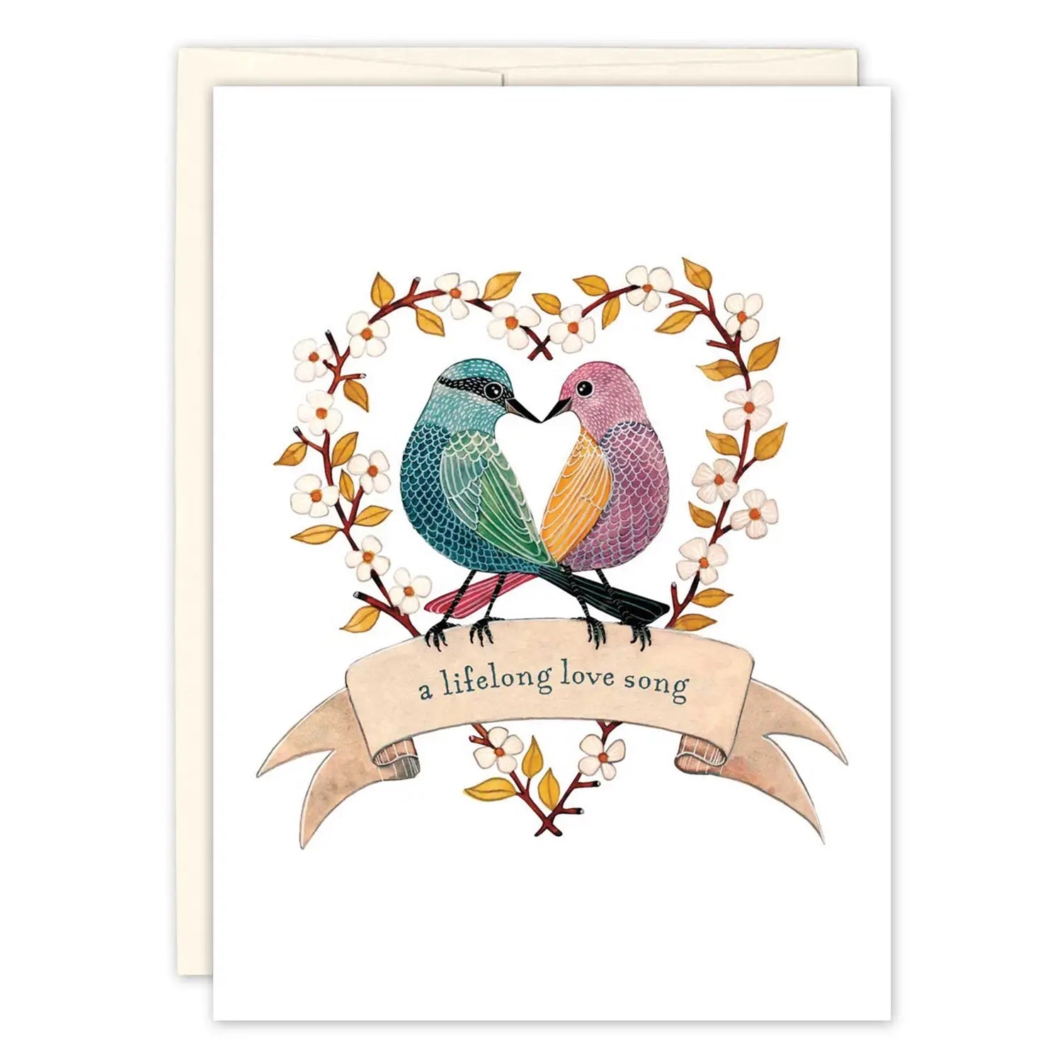 Two Birds in Heart Card