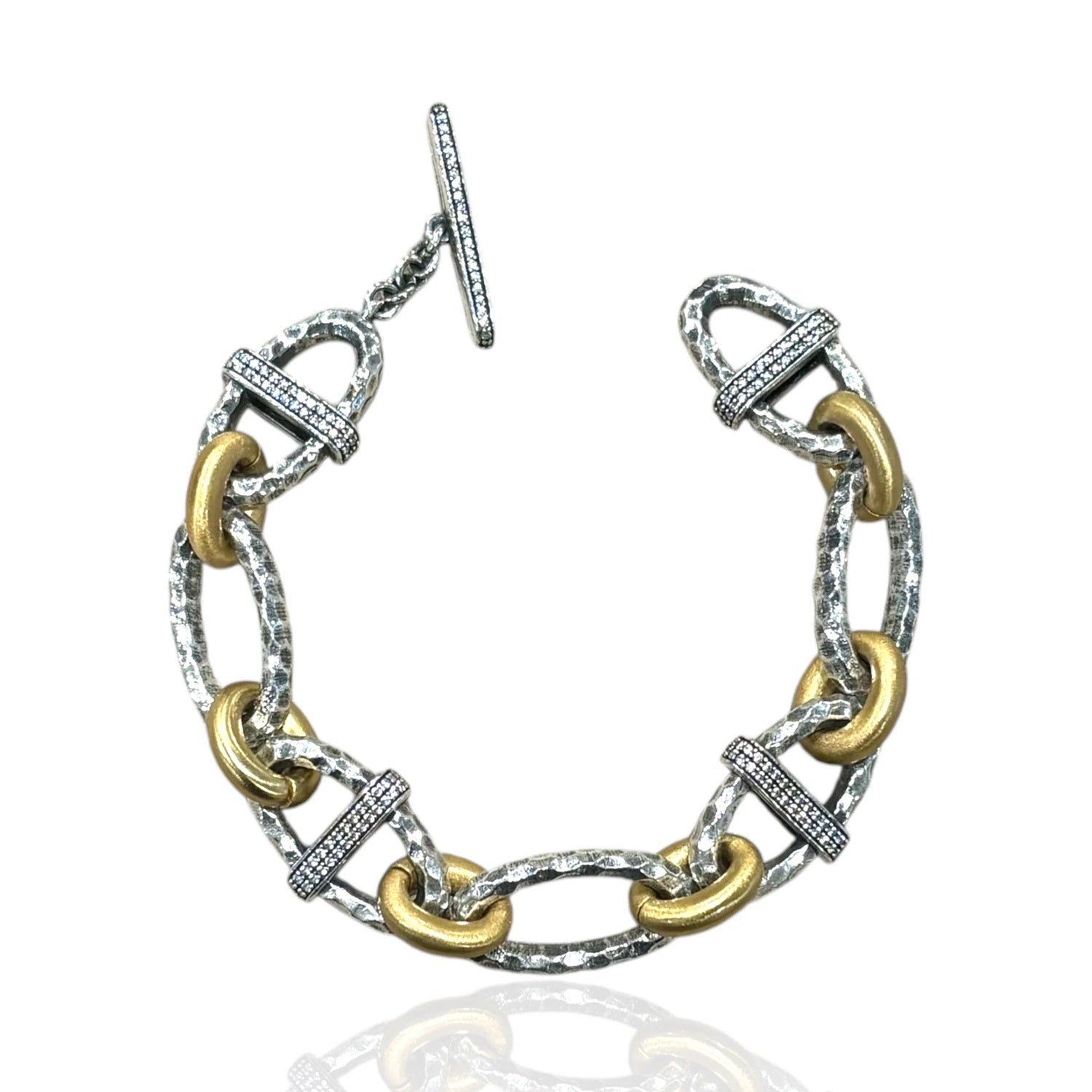 Pave Ravelle Vintage Silver Two-Tone Bracelet