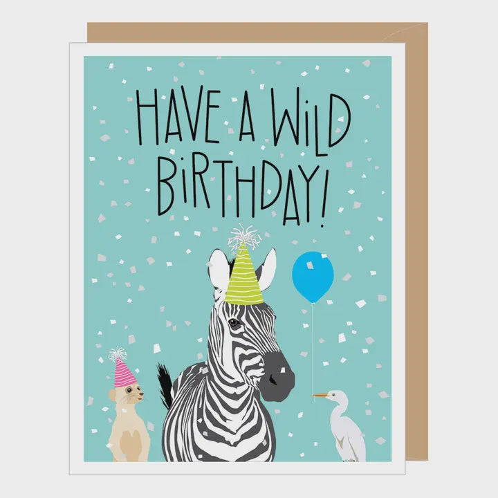 Wild Birthday Zebra Birthday Card