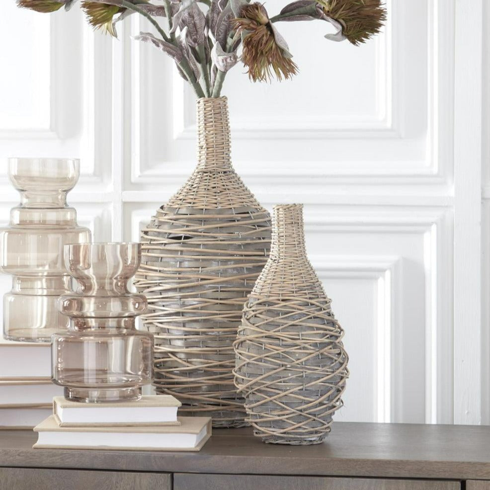 Woven Willow & Metal Vase