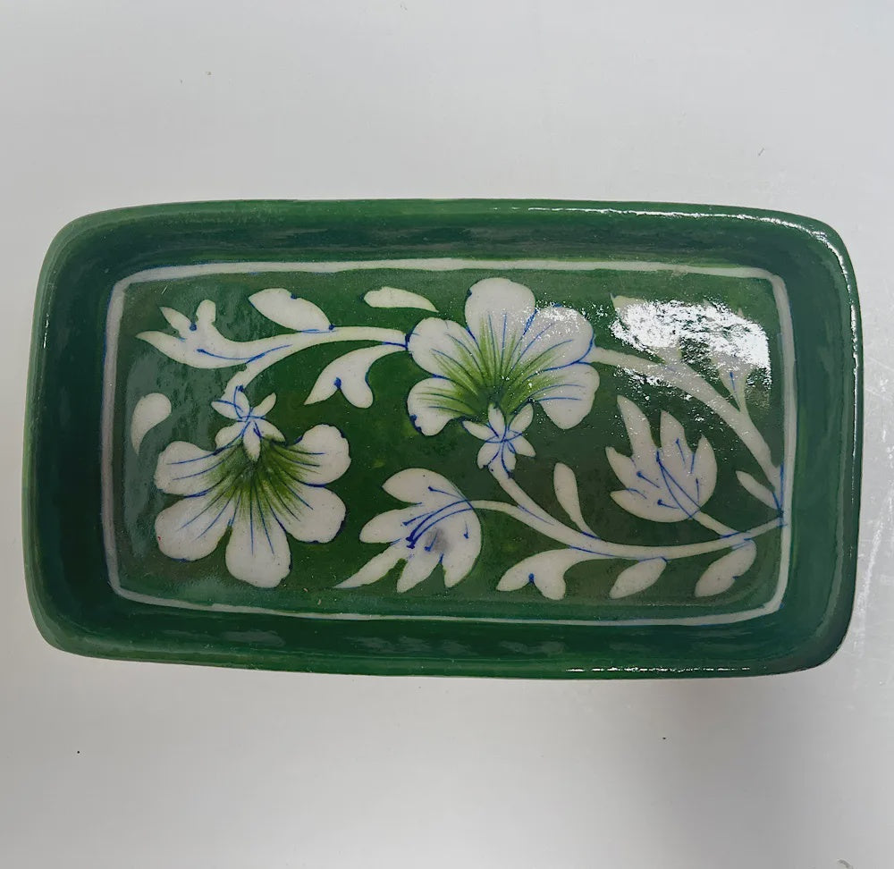 Pottery Zinnia Green Soap Dish