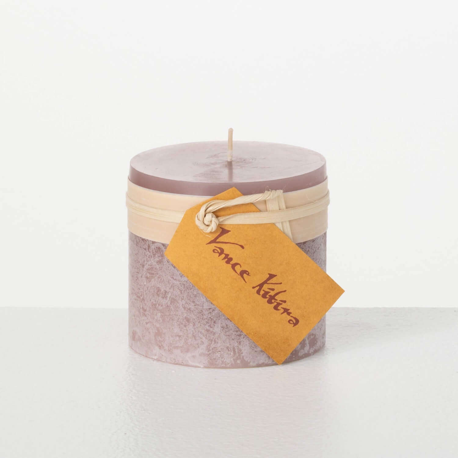 Rustic Mauve Timber Pillar Candle