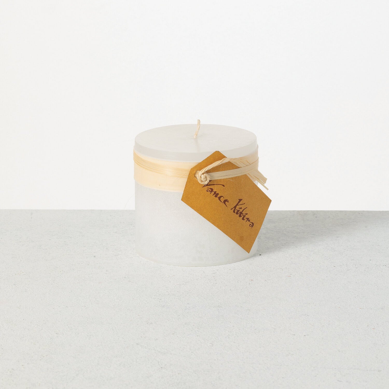 Bright White Timber Pillar Candle