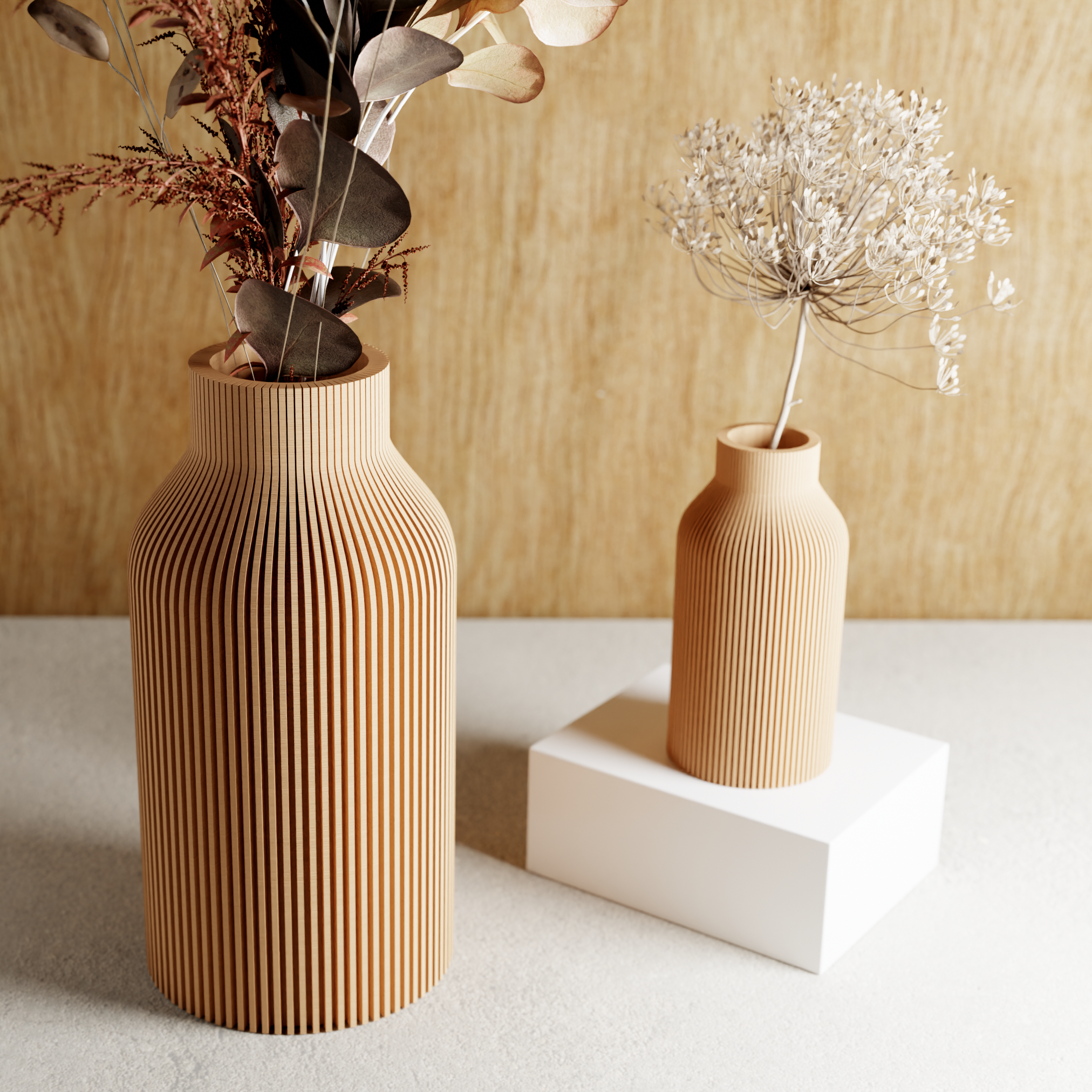 BOTTLE Vase Natural Wood