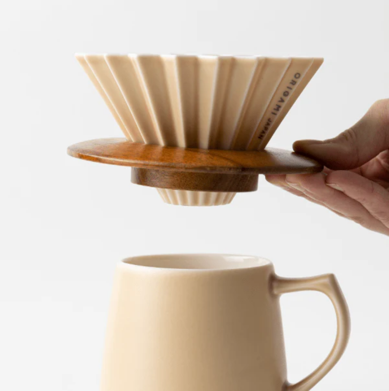 Origami Wood Dripper Holder Dark Brown